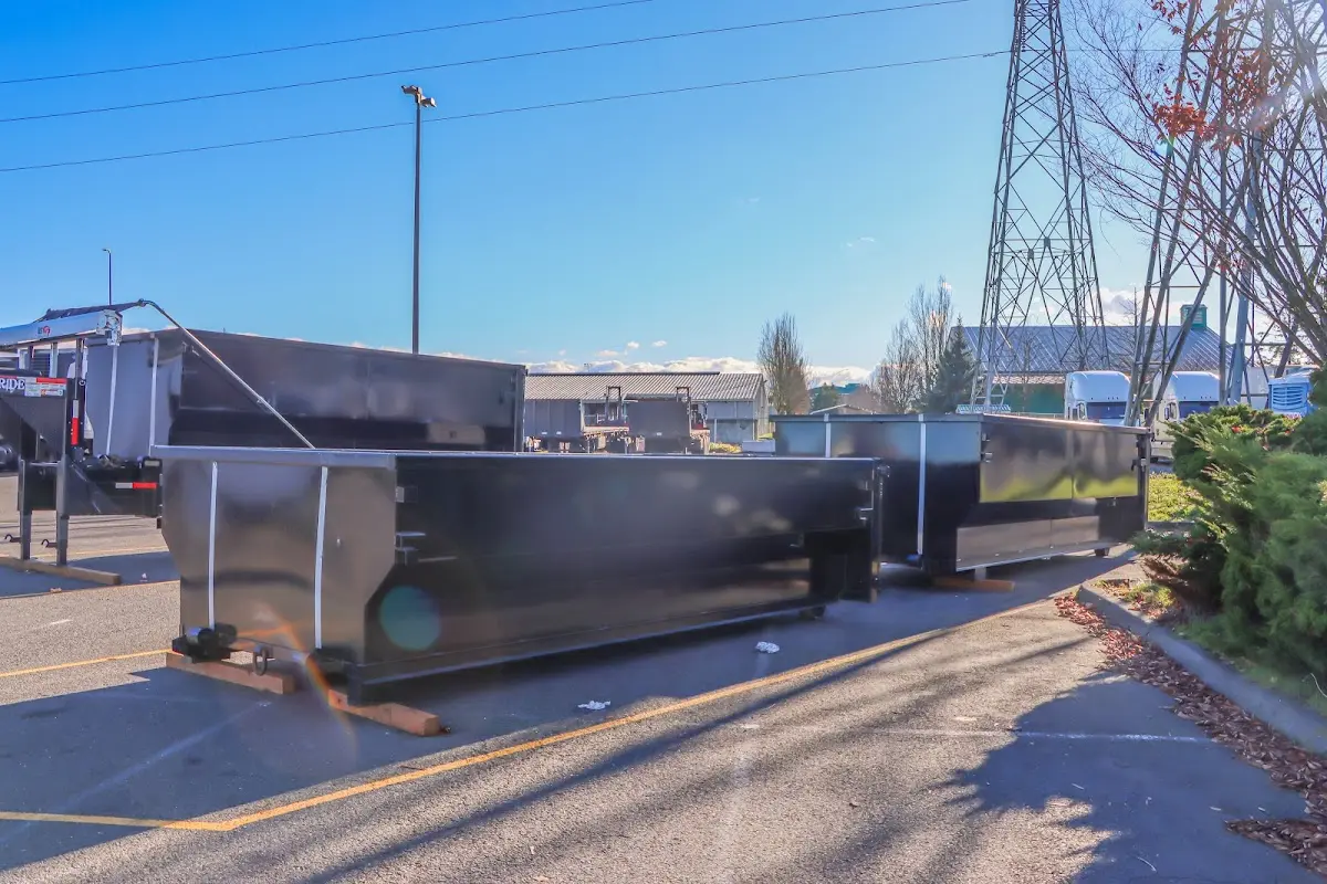Roll-off dumpster ready for waste disposal at job site for Cleanout Dumpster Rental in White Oak